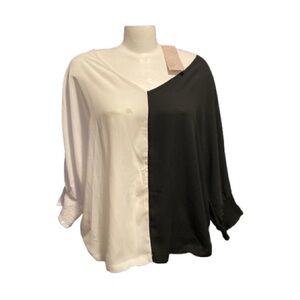 ♥️ Elegant Emery Rose NWT Black and White Blouse Size XL